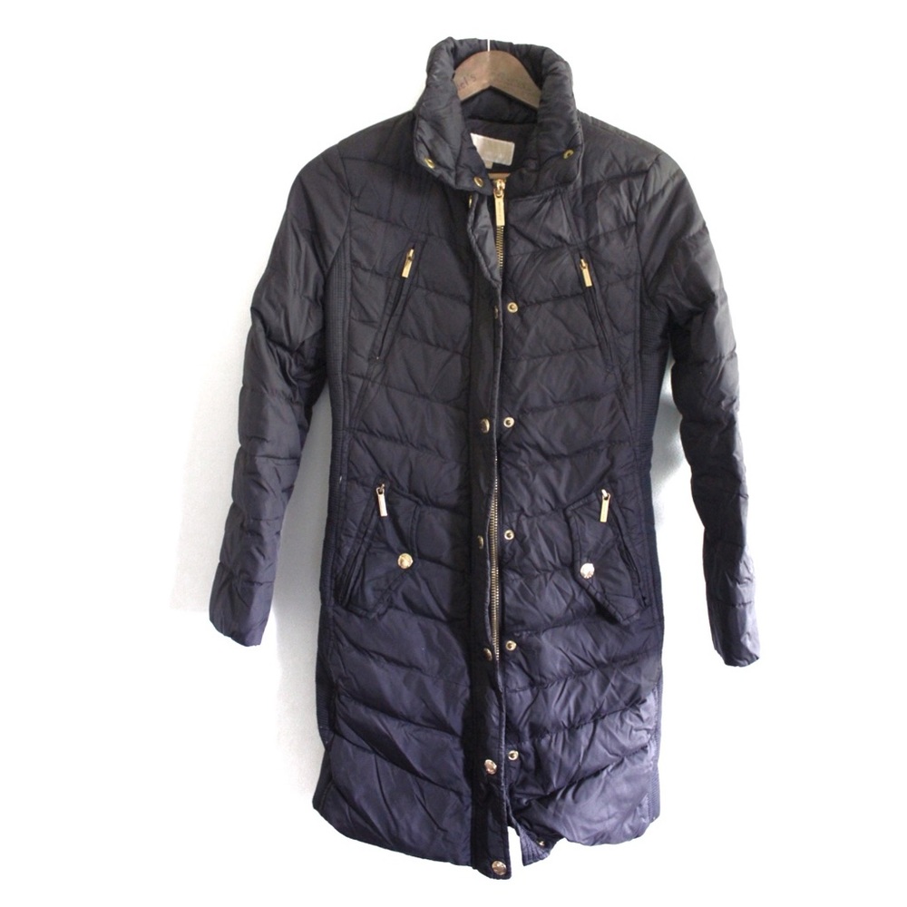 Michael Kors Black Long Puffed Parka Petite XS Preowned